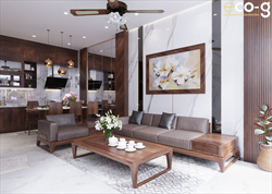 THIẾT KẾ NỘI THẤT GỖ ÓC CHÓ NHÀ LÔ PHỐ PHONG CÁCH HIỆN ĐẠI